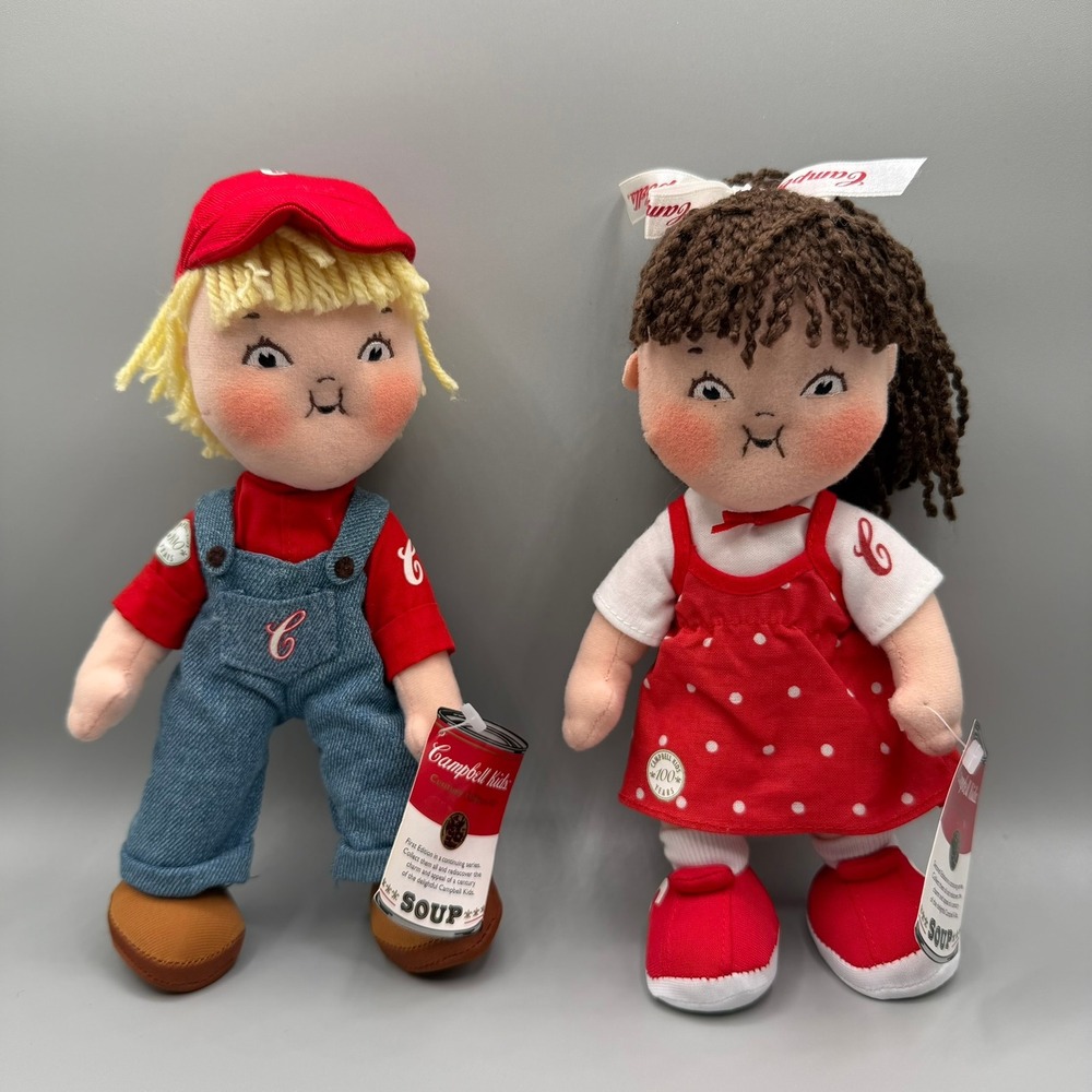 Campbell Kids Century Edition Plush Doll Set 2004 First Edition Boy‎ and Girl